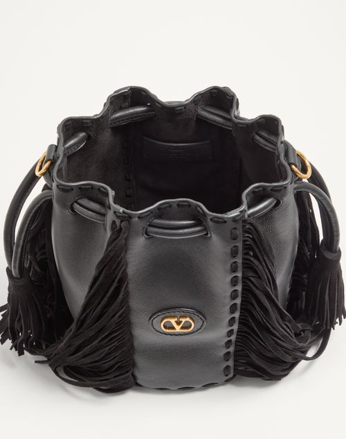 Valentino Garavani - Sac Seau En Cuir Valentino Garavani Nellcôte Petit Modèle - Noir - Femme - Sacs Porté Épaule