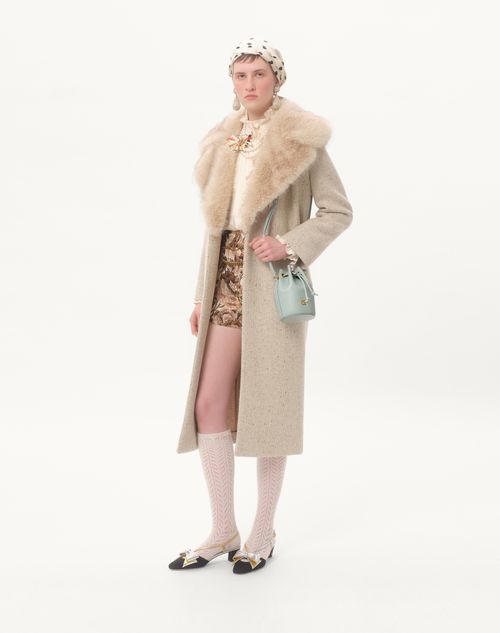 Valentino Garavani - Mini Sac Seau Vlogo Signature En Cuir De Veau Grainé - Ciel Gris - Femme - Sacs Porté Épaule