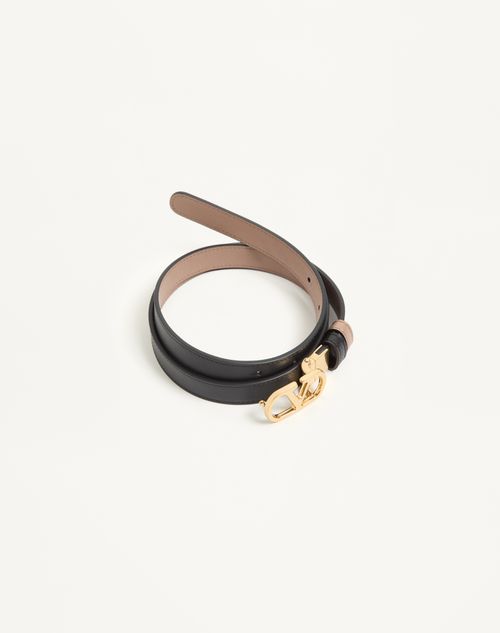 Valentino Garavani - Ceinture Réversible Vlogo Signature En Cuir De Veau Brillant, Hauteur&nbsp;: 20&nbsp;mm - Noir/beige - Femme - Ceintures