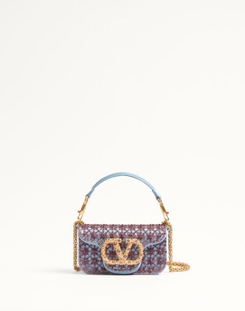 Valentino Garavani Garavani Locò Small Embroidered Shoulder Bag With Jewel Logo Woman Amethyst/cloud In Violet