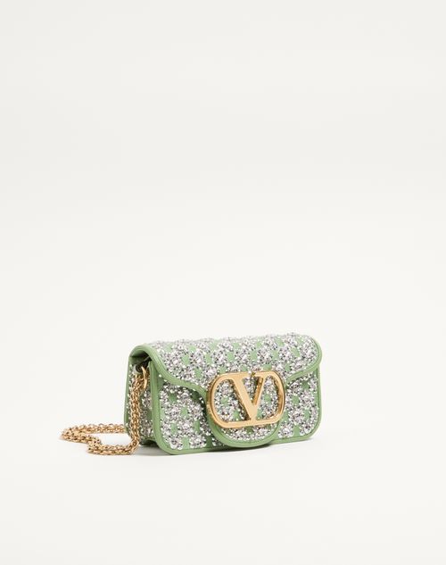 Valentino Garavani - Valentino Garavani Locò Small Embroidered Shoulder Bag - Mint/crystal - Woman - Shoulder Bags