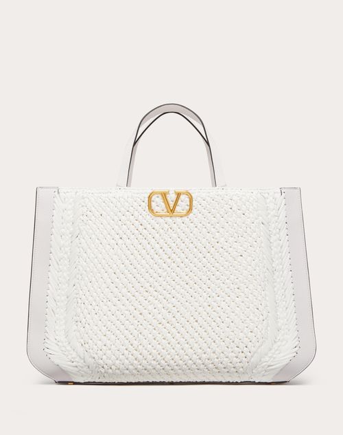 Valentino Garavani - Vロゴ シグネチャー ラフィア ハンドバッグ - ウィメンズ - トート