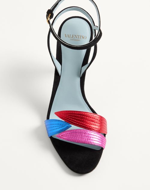 Valentino Garavani - Foliefoliage Suede Sandal 85mm - Black - Woman - Sandals