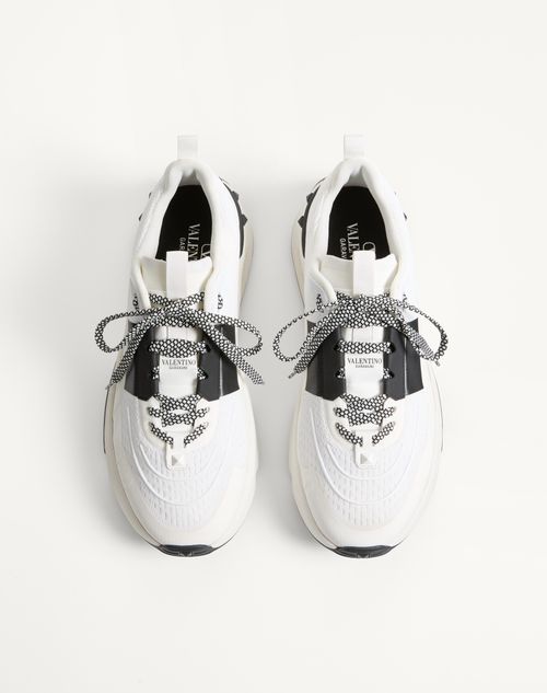 Valentino Garavani - True Act Low Top Sneaker In Mesh And Rubberized Fabric - White/ Black - Man - Sneakers