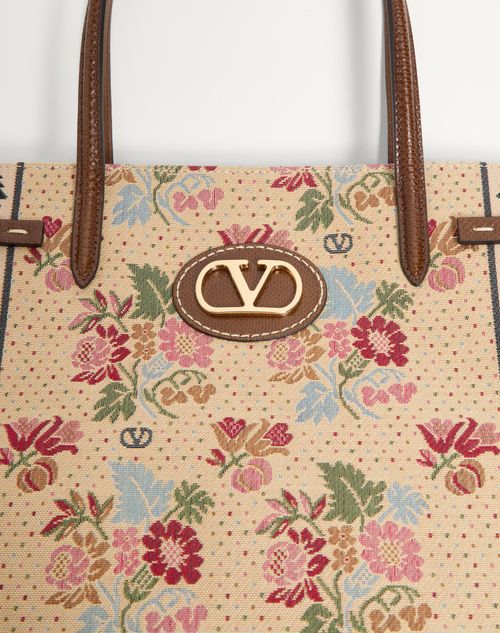 Valentino Garavani - Valentino Garavani Antibes Mittelgrosser Shopper Aus Jacquard- Und Karung-stoff - Multicolor/tabak - Frau - Shopper