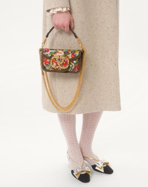 Valentino Garavani - Valentino Garavani Locò Kleine Bestickte Schultertasche Mit Schmucklogo - Natur/mehrfarbig - Frau - Schultertaschen