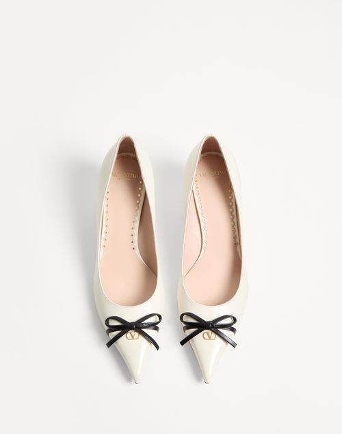 Valentino Garavani - Bepointy Pump In Patent Leather And Kidskin 45mm - Ivory/black - Woman - Pumps And Slingbacks