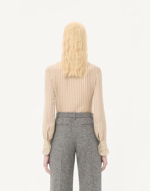 Valentino - Seersucker Lamé Shirt - Birch - Woman - Shirts And Tops
