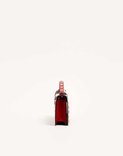 Valentino Garavani - Rockstud Wallet With Chain In Pony-effect Calfskin - White/marrone/red - Woman - Clutches