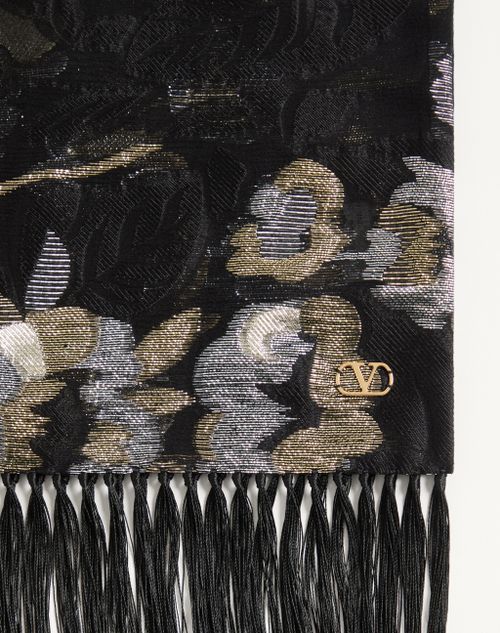 Valentino Garavani - Camelia Silk Scarf With Metallic Fiber - Black/multicolor - Woman - Soft Accessories