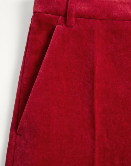 Valentino - Washed Cotton-linen Velvet Trousers With Turn-ups - Crab - Man - Trousers And Shorts