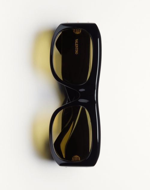 Valentino - Occhiale Rettangolare In Acetato - Nero/giallo - Unisex - Occhiali