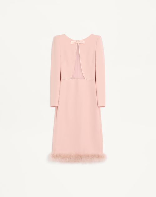 Valentino - Cady Couture Midi Dress With Feathers - Rose - Woman - Dresses