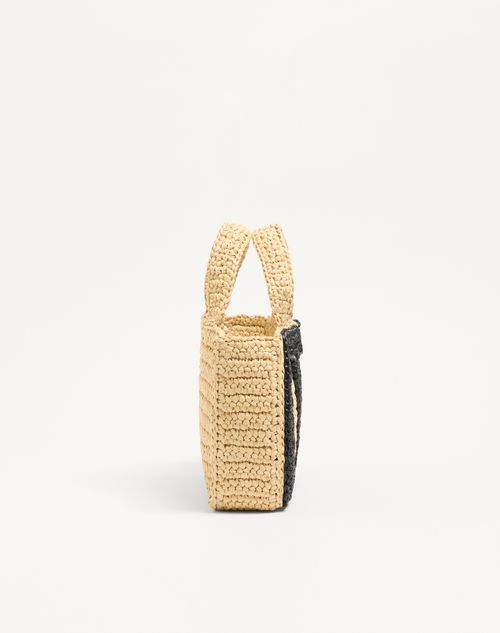 Valentino Garavani - Valentino Garavani Viva Superstar Small Shopping Bag In Raffia - Natural - Woman - Totes