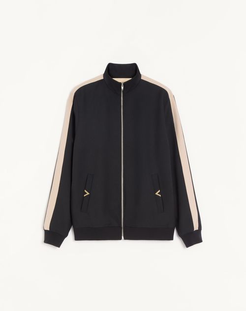 Valentino - Valentino Nylon Sweatshirt With Vgold - Black/butter - Man - T-shirts And Sweatshirts