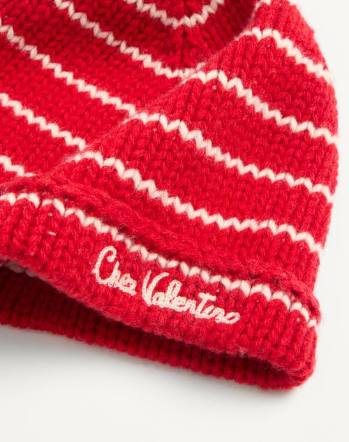 Valentino Garavani - Chez Valentino Knitted Wool Beanie - Pink/butter - Man - Hats And Gloves