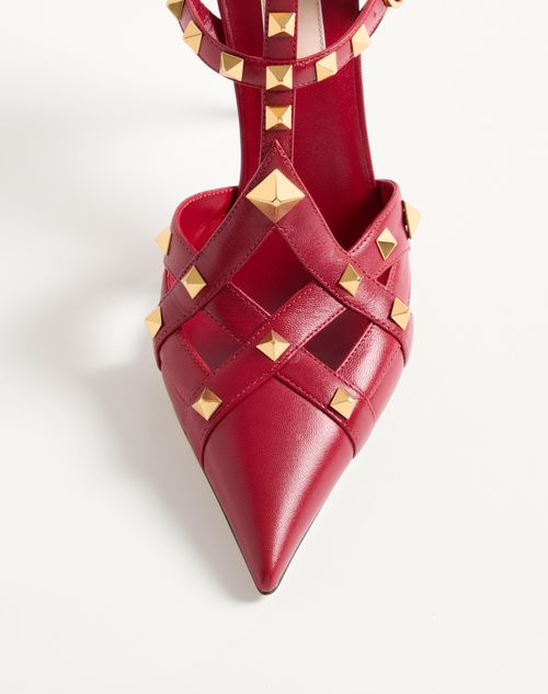 Valentino Garavani - Zapatos De Salón Studdy De Cabritilla Con Tacón De 100 mm - Rojo - Mujer - Salones