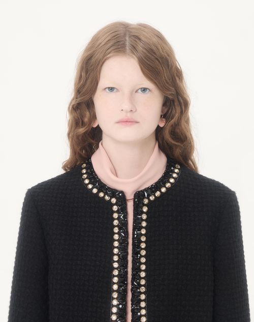 Valentino - Embroidered Canestrello Tweed Jacket - Black - Woman - Jackets And Blazers