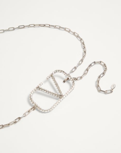 Valentino Garavani - Vlogo Signature Chain Belt - Palladium/crystal - Woman - Belts