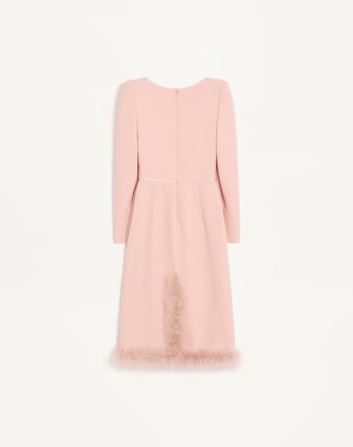 Valentino - Cady Couture Midi Dress With Feathers - Rose - Woman - Dresses
