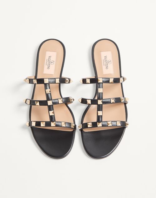 Valentino Garavani - Rockstud Flat Slide Sandal - Black - Woman - Shoes