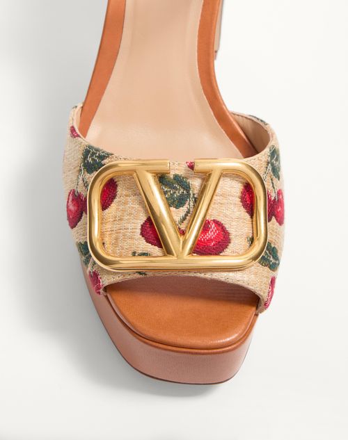 Valentino Garavani - Vlogo Signature Cherryfic Platform Sandal 115mm - Natural/red - Woman - Sandals