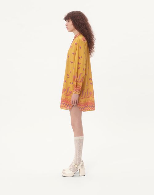 Valentino - Short Dress In Voyage Imaginaire Muslin - Yellow/multicolor - Woman - Dresses
