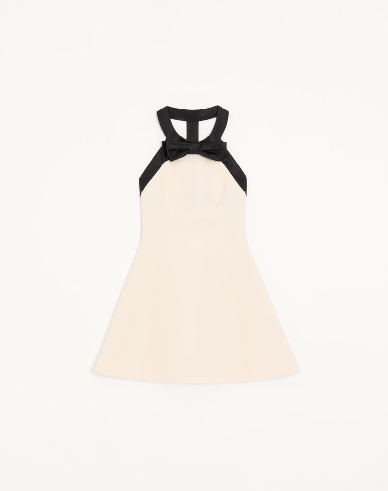 Valentino Women's Vanilla/Black Crepe Couture Short Dress Woman 48