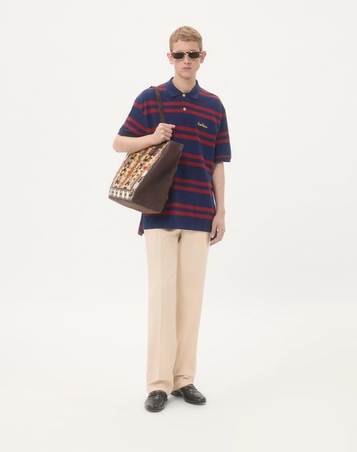 Valentino Garavani - Valentino Garavani Nellcôte Large Embroidered Shopping Bag - Multicolour/testa Di Moro - Man - Totes