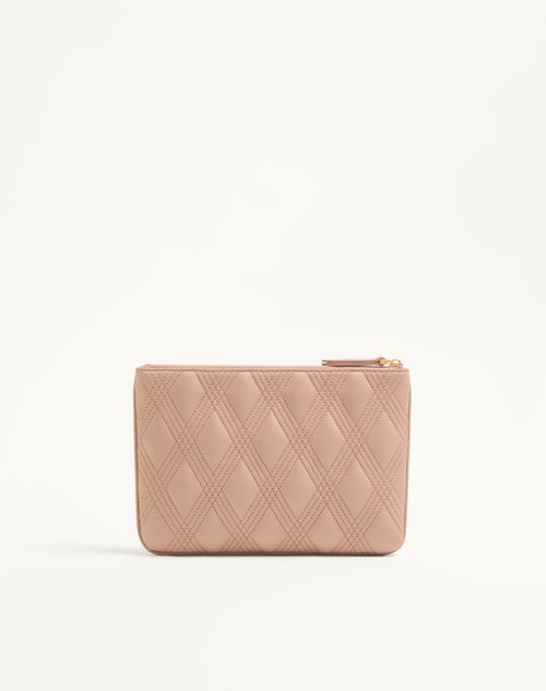 Valentino Garavani - Valentino Garavani Quiltie 67 Pouch In Quilted Nappa Leather - Rose Cannelle - Woman - Clutches