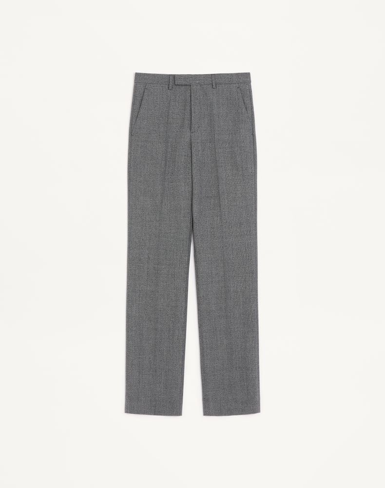 Valentino Men's Black/Grey Mouliné Wool Trousers Man 56