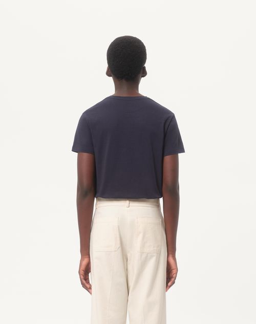 Valentino - Cotton T-shirt With Vlogo Signature Patch - Navy - Man - Tshirts And Sweatshirts