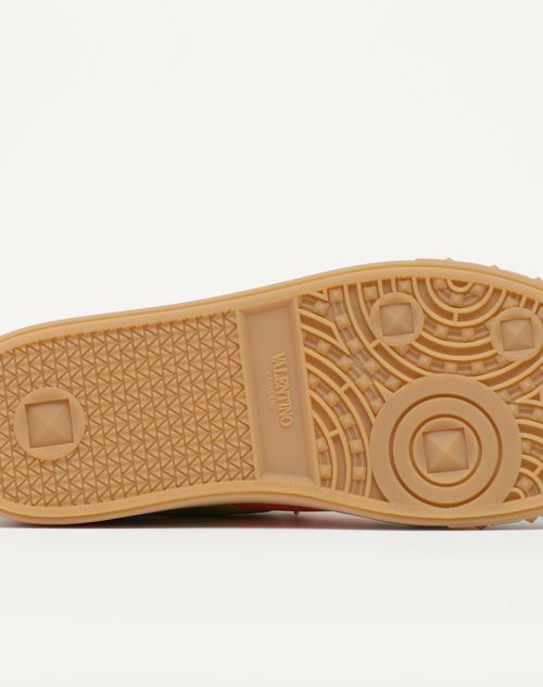 Valentino Garavani - Upvillage Low Top Sneaker In Crust Leather And Nylon - Green Briar/chartreuse/pumpkin/coral - Man - Sneakers