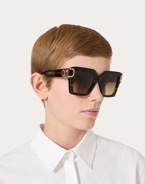 Valentino - I - Squared Acetate Vlogo Frame - Brown/gradient Brown - Woman