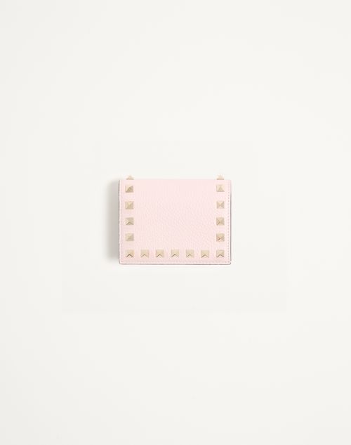 Valentino Garavani - Small Rockstud Grainy Calfskin Wallet - Pink - Woman - Wallets And Small Leather Goods