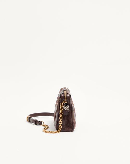 Valentino Garavani - Valentino Garavani Panthea Small Shoulder Bag In Suede And Nappa With Chevron Pattern - Ebony - Woman - Shoulder Bags