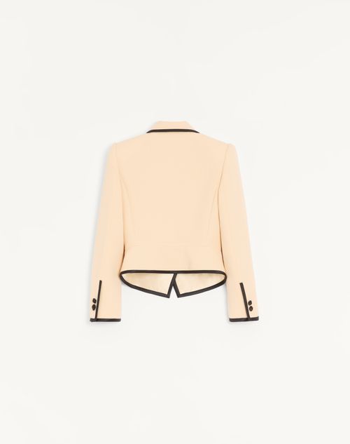 Valentino - Wool Crepe Jacket - Birch/black - Woman - Jackets And Blazers