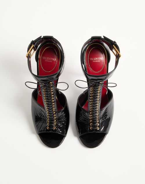 Valentino Garavani - Bustier Sandal In Naplak 105mm - Black/red - Woman - Sandals