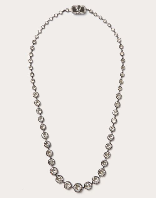 Valentino Garavani Vlogo Signature Metal And Swarovski® Crystal Necklace Woman Crystal/silver Uni