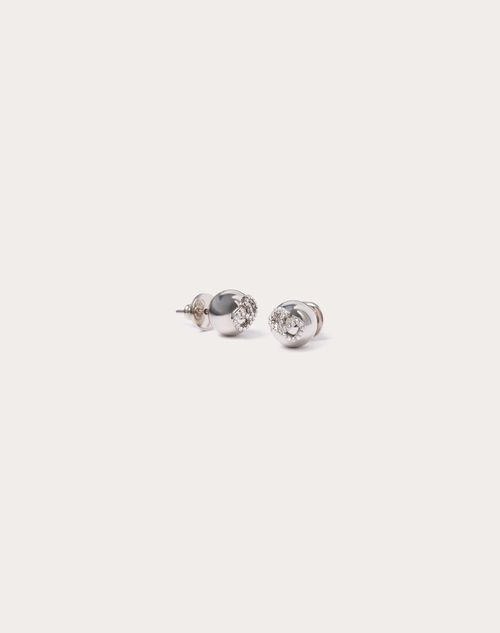 Valentino Garavani Vlogo Signature Metal And Swarovski® Crystal Earrings Woman Palladium/crystal Uni