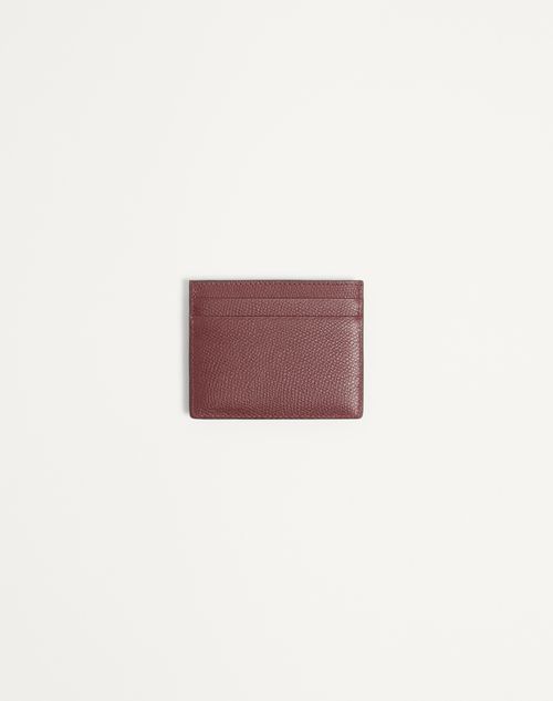 Valentino Garavani - Valentino Garavani Vlogo Signature Cardholder In Grainy Calfskin - Rosewood - Man - Wallets And Small Leather Goods