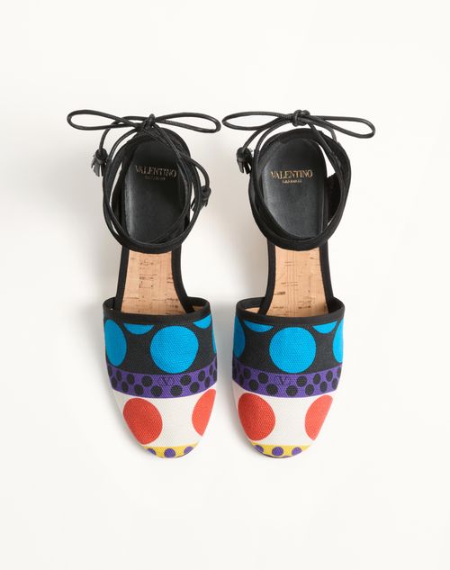 Valentino Garavani - La Cruisette Wedge In Optical Pois Canvas 75mm - Multicolour - Woman - Espadrilles And Wedges