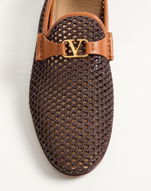 Valentino Garavani - Wolfe Loafer In Woven Raffia - Brown - Man - Loafers And Driver