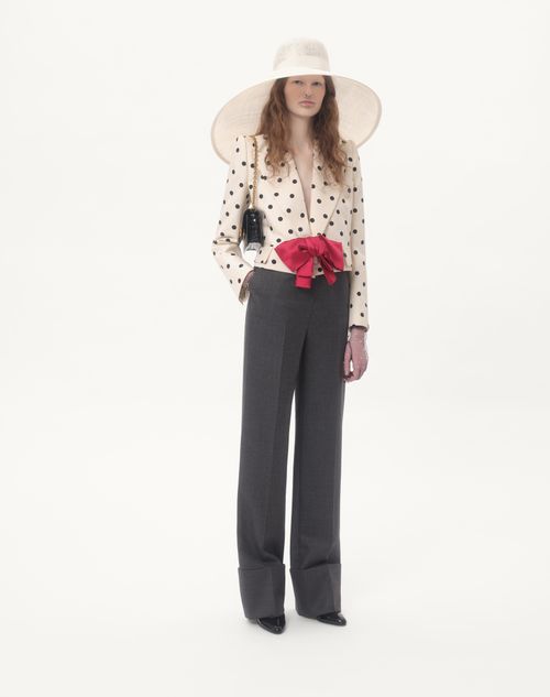 Valentino - Virgin Wool Pants - Gray Melange - Woman - Pants And Shorts