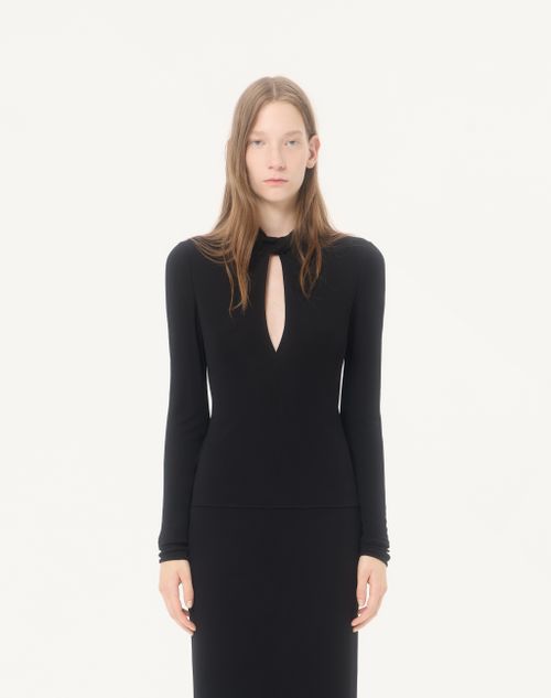 Valentino - Crepe Jersey Top - Black - Woman - Shirts And Tops