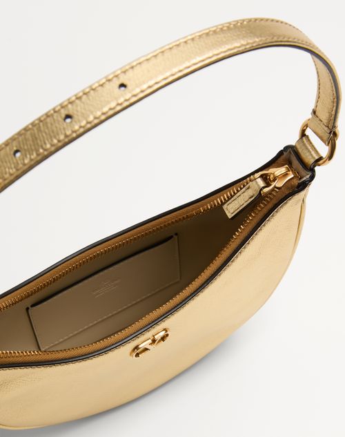 Valentino Garavani - Vlogo Signature Mini Hobo Bag In Laminated Grainy Calfskin - Antique Brass - Woman - Shoulder Bags