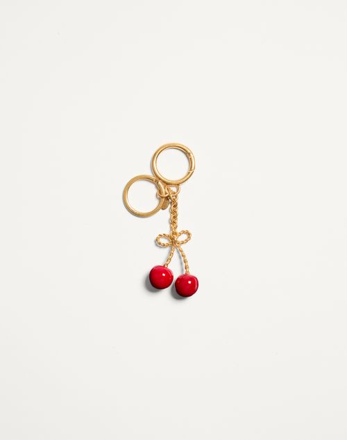 Valentino Garavani - Chez Valentino Metal And Enamel Bag Charm With Key Ring - Antique Brass/red - Woman - Bag Charms And Keyrings
