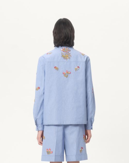 Valentino - Denim Shirt With Embroidery - Denim - Man - Denim