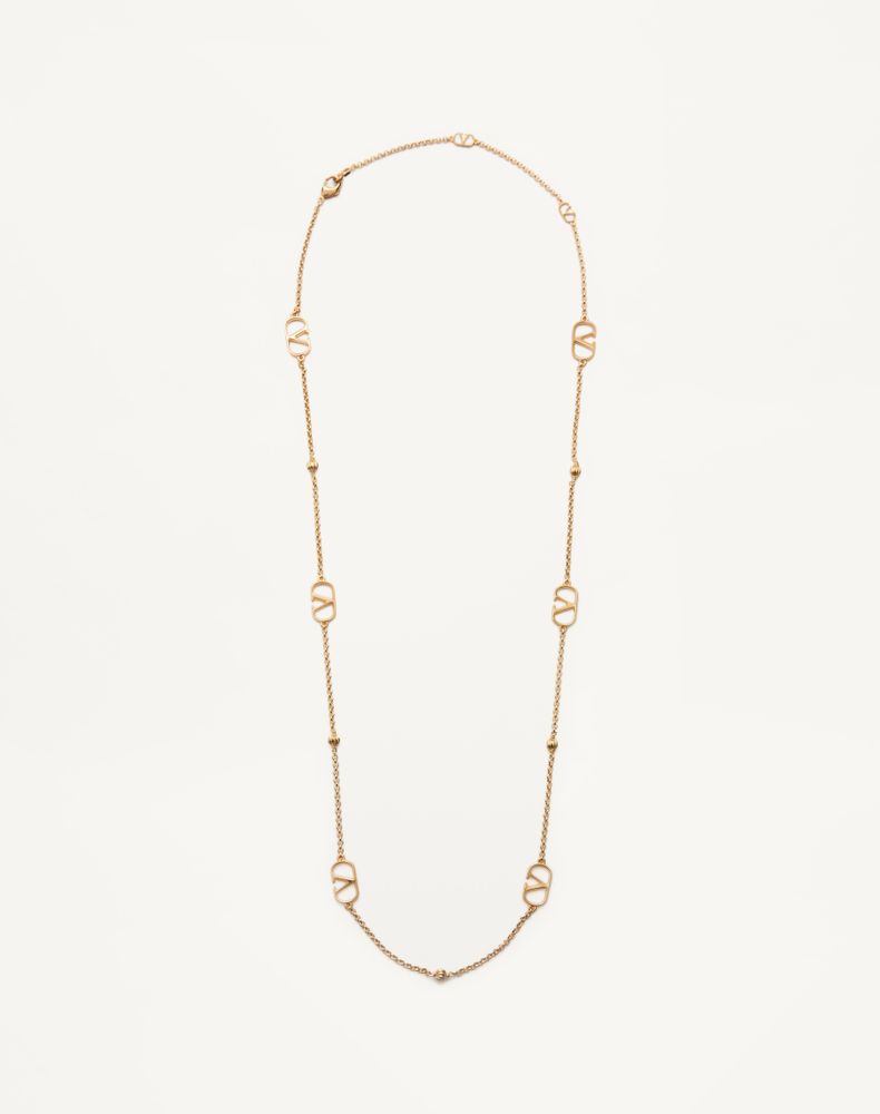 Valentino Garavani Men's Gold Vlogo Signature Metal Necklace Man Uni