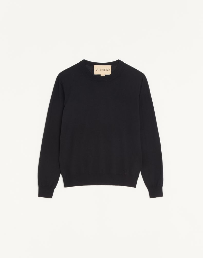 Valentino Men's Black Wool Jumper With Vlogo Embroidery Man Xl
